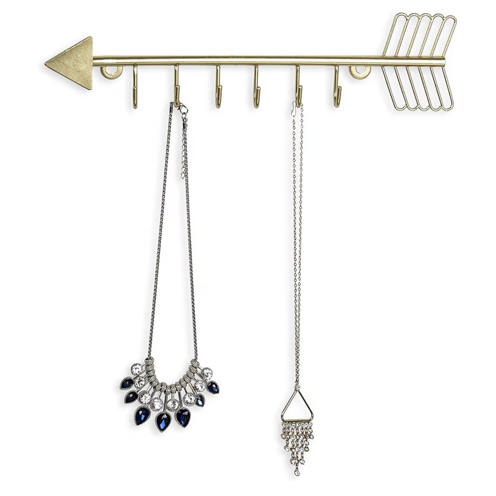 Arrow Shaped Gold Metal Wall Hook Rack